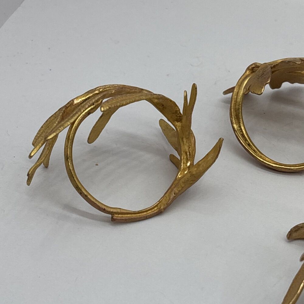 Italian Herbs Napkin Rings Set Of 4 Gold Artisan Michael Michaud Table Art - Picture 10 of 10